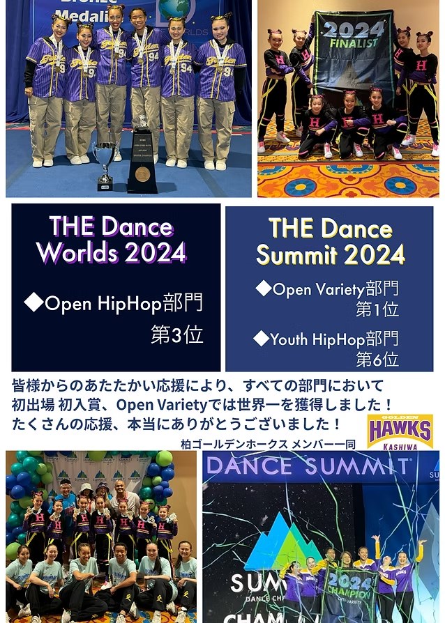 THE Dance Worlds 2024 および THE Dance Summit 2024 の部門別成績